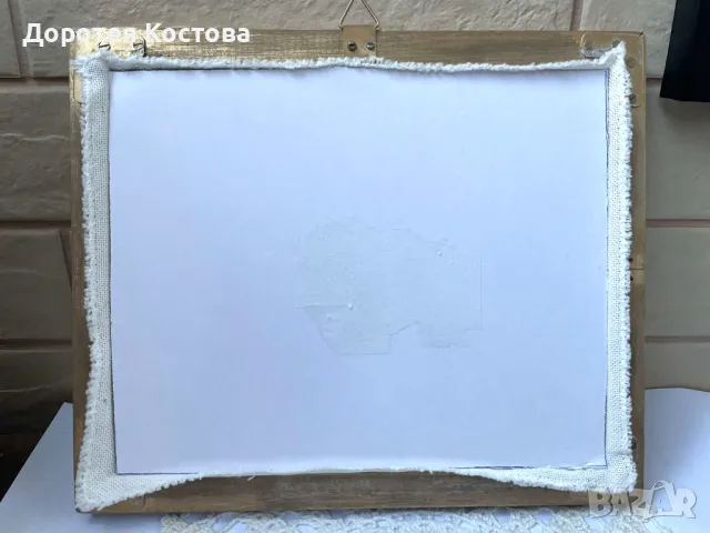 Красив гоблен от Англия с каручка и кошници с цветя, дървена рамка, снимка 7 - Антикварни и старинни предмети - 48418837