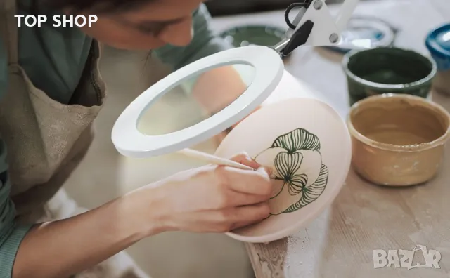 Led работна лампа с Лупа Beyamz Увеличително стъкло за маникюр и козметика, снимка 11 - Друго оборудване - 49064914