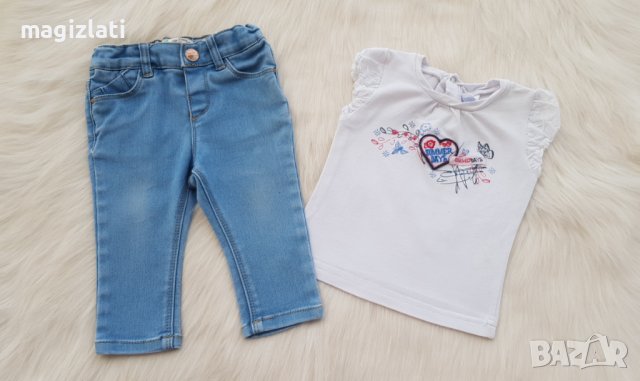 Бебешки дънки Zara и блузка 3-6 месеца, снимка 11 - Панталони и долнища за бебе - 36983073