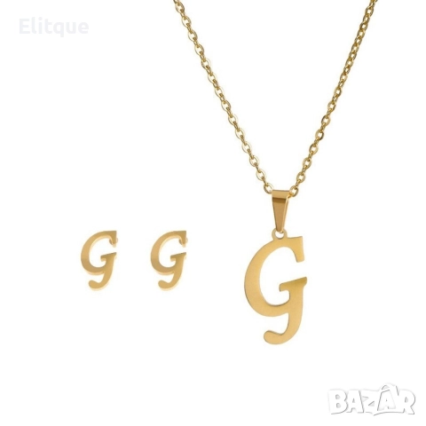 Дамско колие със златно покритие - висулка буква и две букви обеци. Буквите са латински! , снимка 10 - Колиета, медальони, синджири - 52787628