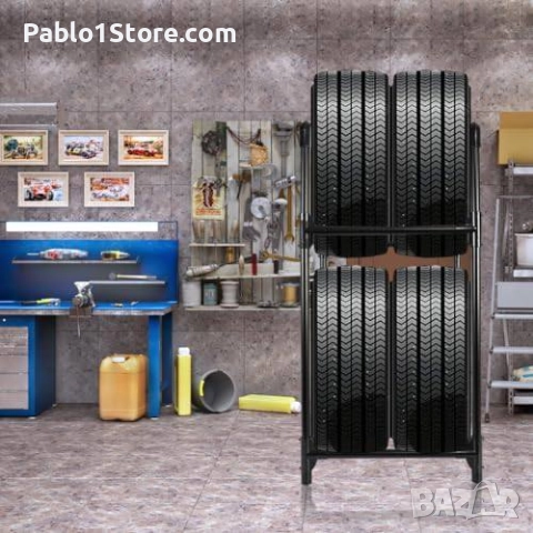 Стелаж за съхранение на гуми 2 нива 4 - Универсален стелаж за дома, гаража,