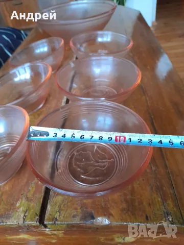 Стар комплект стъклени купи, снимка 3 - Антикварни и старинни предмети - 49117525