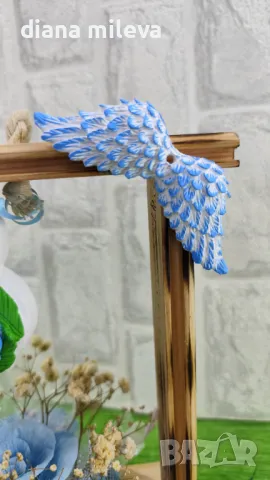 Дървена рамка с декорация в синьо!!, снимка 17 - Декорация за дома - 49093231