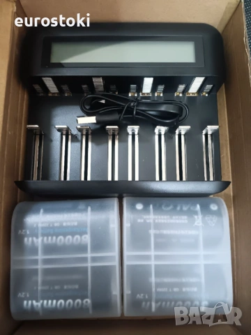 Комплект универсално зарядно устройство за 8AA/AAA или 4C/D батерии + 4 броя акумулаторни батерии PA, снимка 5 - Друга електроника - 53397082