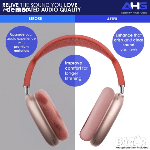 AHG възглавнички от овча кожа за слушалки Apple AirPods Max, розови, снимка 3 - Слушалки и портативни колонки - 52465193