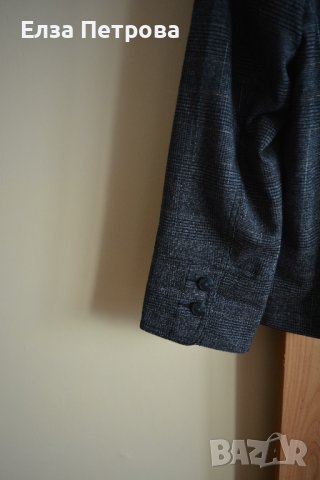 Тъмносиво сако каре със сребриста и златиста нишка, снимка 4 - Сака - 44062344