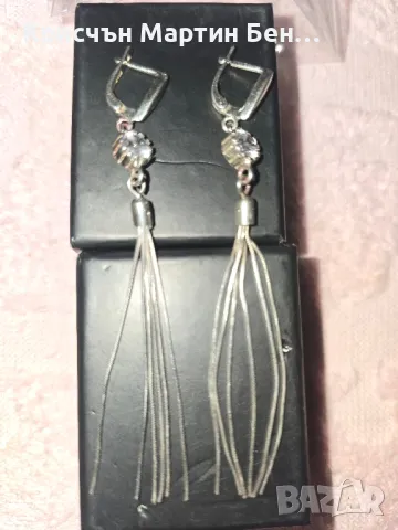 Сребърни висящи обеци проба 925, снимка 3 - Обеци - 42848248