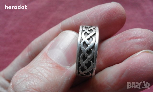 сребърен пръстен - унисекс - красив, стилен, тежкарски - 2, снимка 5 - Пръстени - 26466202