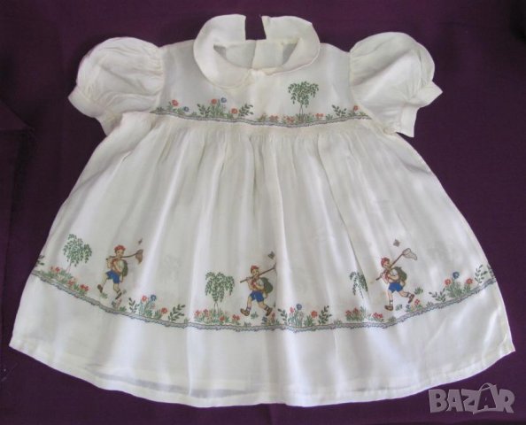19 век Детска Копринена Рисувана Рокля, снимка 1