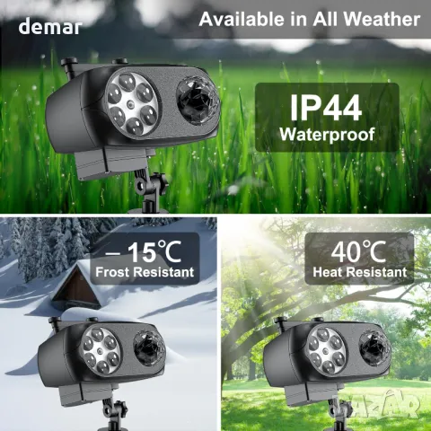 Trrisaun 2 в 1 Проектор с движеща се шарка, декор за Коледа и Хелоуин, таймер, дистанционно , снимка 3 - Други - 47400492