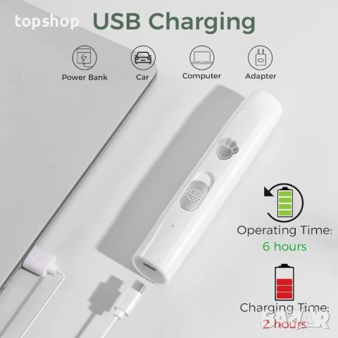 Професионална машинка за шлайфане на кучешки/котешки нокти VIWIK, USB type C, 7500Rpm, 2-скоростна, снимка 3 - За кучета - 50494921