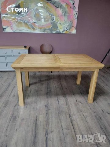 Дървена трапезна разтегателна маса 100 % масивен дъб за 6 - 8 човека