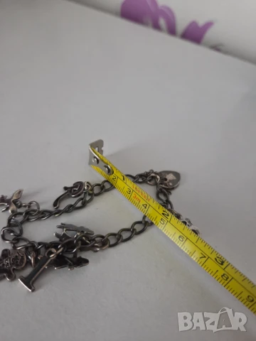 Антикварна сребърна гривна с талисмани , снимка 14 - Гривни - 51079231