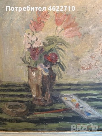 стара картина натюрморт от П Стружев от 1960г, снимка 9 - Картини - 53307054