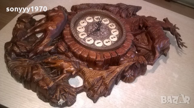 MOD.DEP. MADE IN ITALY-РЕТРО ЧАСОВНИК С ЕЛЕН И СЪРНИ-60Х40СМ, снимка 3 - Колекции - 27558762