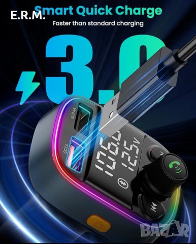 FLOVEME Bluetooth адаптер Автомобилен FM трансмитер Bluetooth, QC3.0 адаптер Hands-free , снимка 12 - Аксесоари и консумативи - 43008932