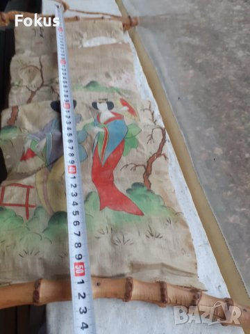 Стара китайска висяща картина върху коприна подпис, снимка 7 - Антикварни и старинни предмети - 39121391