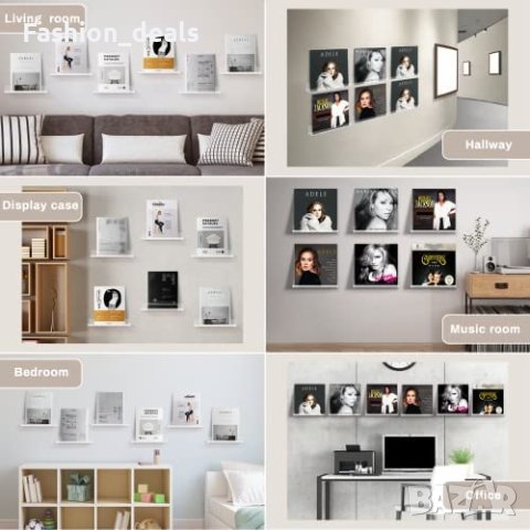 Нов акрилен винилов рафт за плочи прозрачен плаващ за стена съхранение, снимка 4 - Други стоки за дома - 40741417