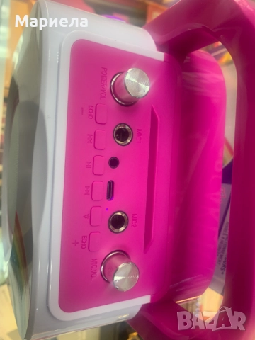 Розова караоке тонколона / 8W / 2 Микрофона и LED, снимка 8 - Тонколони - 51521180