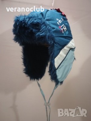 Детска зимна синя шушлякова шапка ушанка 50 см, снимка 3 - Шапки - 43331322