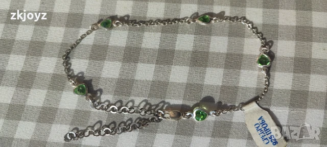 НОВА СРЕБЪРНА ГРИВНА ЗА КРАК С ЦИРКОНИИ 3.60 ГРАМА/ ПРОБА 925