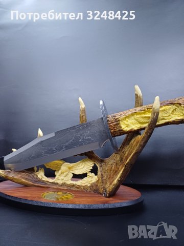 Голям нож на рог - много специален и ефектен подарък за мъж , особено ловджия. , снимка 3 - Декорация за дома - 43213750