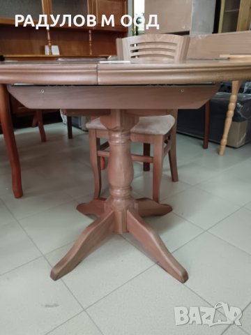 Разтегателна трапезна маса "Марион" ф100см+30см, цвят светъл орех, снимка 2 - Маси - 43337250