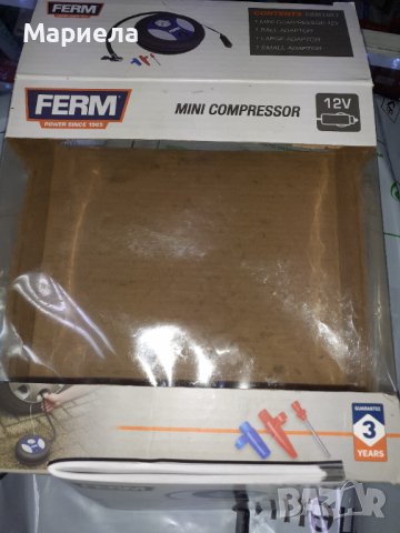 Мини Компресори FERM CRM1051 за кола / 12V / 3 приставки, снимка 2 - Индустриална техника - 39326831