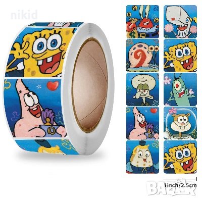 100 бр спондж боб Спонджбоб Квадратни гащи spongebob самозалепващи лепенки стикери за ръчна изработк, снимка 1 - Други - 43887687