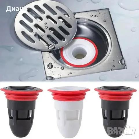 Комплект 3 броя клапи за сифони срещу миризми и вредители с универсално приложение за отвори от 3.7 , снимка 1