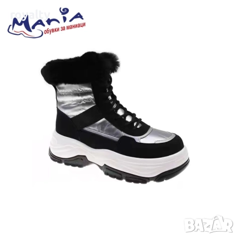 Дамски боти с пух в сребристо, снимка 2 - Дамски боти - 52123354