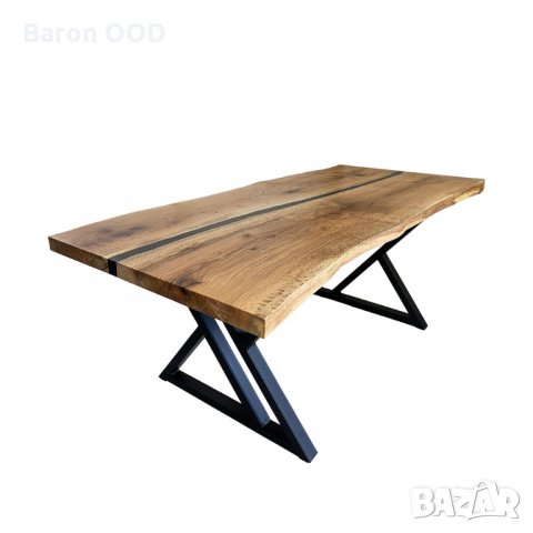 Масивна дървена трапезна маса, маса за хранене Аполон с епоксидна смола, снимка 4 - Маси - 33135605