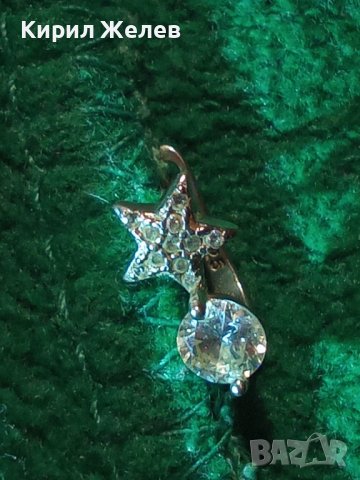 ПРЕКРАСНА АНГЛИЙСКА СКЪПОЦЕННА СРЕБЪРНА АРТ ОБЕЦА СРЕБРО S925 със ЗВЕЗДИЧКА и ЦИРКОНИ 40357, снимка 2 - Обеци - 42406357