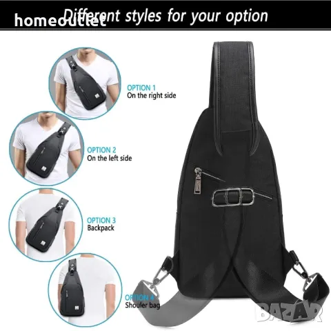 Текстилна мъжка чанта в черно X000WJ7AVJ, снимка 4 - Чанти - 49301813