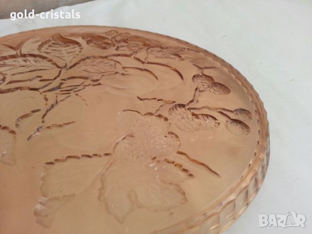 Старо стъклено плато чиния поднос, снимка 6 - Антикварни и старинни предмети - 26636894