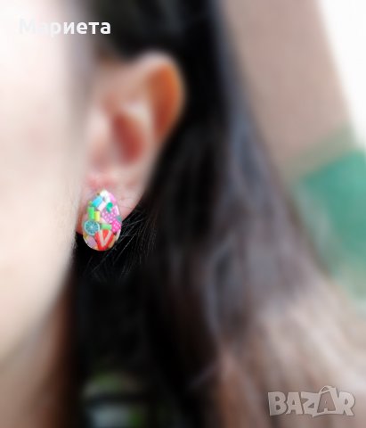 Цветни Обеци от Смола с Плодчета Ръчно Изработени Обеци Обеци от Бижутерска Смола Обици Handmade , снимка 2 - Обеци - 32321341