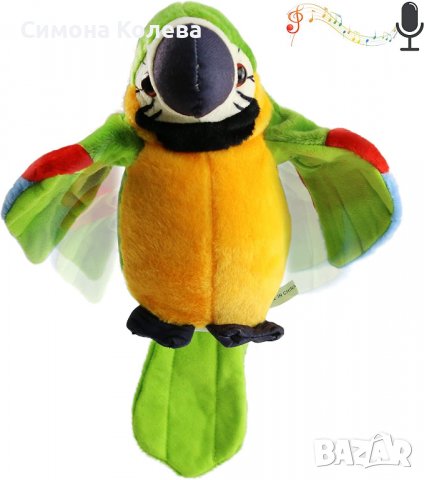✨Плюшена играчка говорещ папагал - 2 цвята /син, зелен, червен/, снимка 5 - Плюшени играчки - 37031454