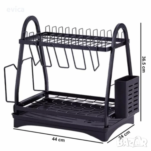 Пластмасов елегантен сушилник за съдове на две нива, снимка 2 - Сушилници - 51354453