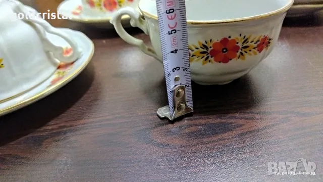 Стар български порцелан чаши за чай захарница латиера , снимка 6 - Антикварни и старинни предмети - 48857046