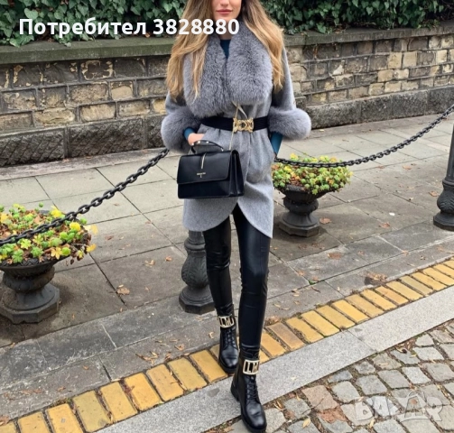 Палто от алпака с яка и ръкави от естествена лисица, снимка 5 - Палта, манта - 52837335