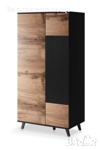 Гардероб RANDOM S-1 двукрил дъб вотан/черно Код P1193