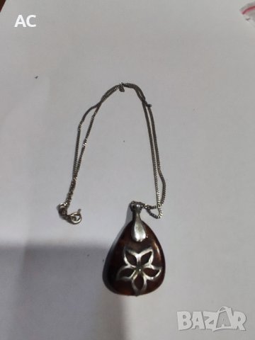 кехлибарена висулка със сребро, снимка 4 - Колиета, медальони, синджири - 43806944