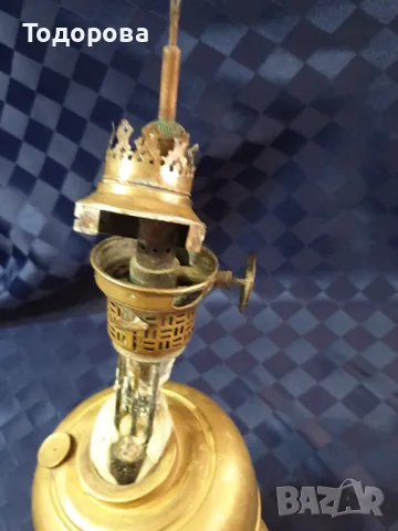 Старинна месингова лампа с рядко срещана горелка от началото на Х|X век, снимка 6 - Антикварни и старинни предмети - 47383791