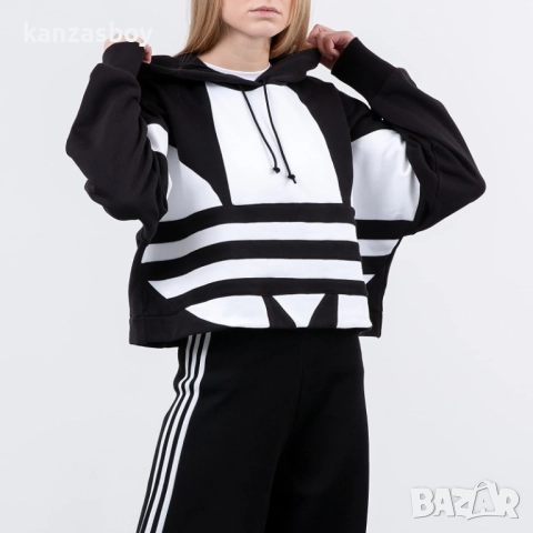adidas Large Logo Cropped Hoodie - страхотно дамско горнище р-р S, снимка 2 - Суичъри - 52928254