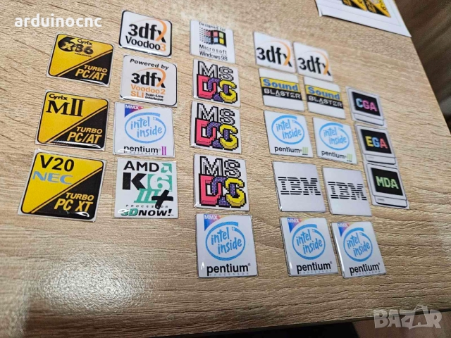 Ретро емблеми за компютърни кутии – 8088, 286, 386, 486, Pentium, K6, Voodoo, Sound Blaster