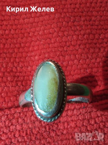 СТАР СРЕБЪРЕН СКЪПОЦЕНЕН АРТ ДЕКО ПРЪСТЕН СРЕБРО 925 с ШЛИФОВАН БЯЛ ИВИЧЕСТ АХАТ МАЙСТОРСКИ 25818, снимка 3 - Антикварни и старинни предмети - 35828759