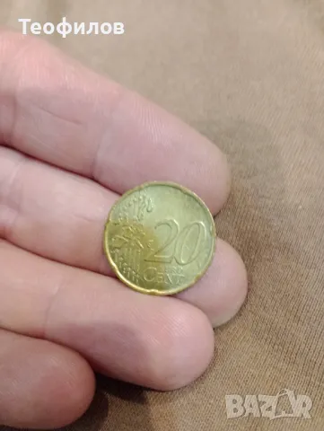Монета от 20 цента Италия 2002, снимка 2 - Нумизматика и бонистика - 48105813
