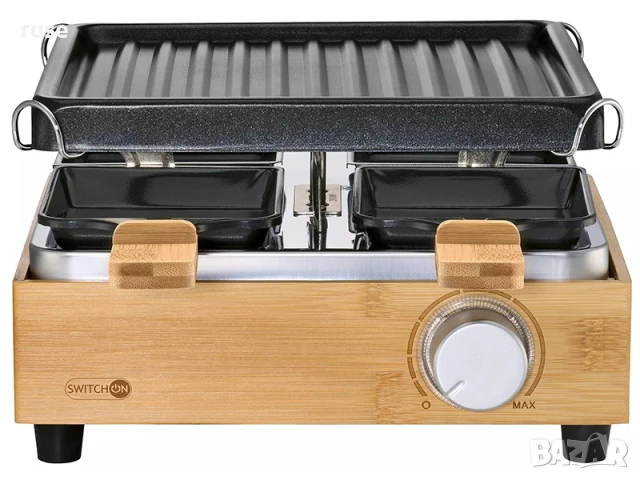 НОВ! Раклет грил, 4 души, Бамбук, 800 W, снимка 3 - Скари - 50595383