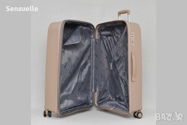 Пътнически куфари комплект 3 броя с колелца - бежов цвят, снимка 4 - Куфари - 52890842