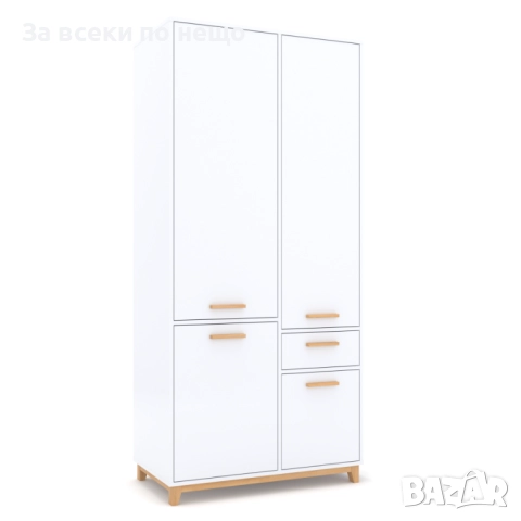 Гардероб STEKA 4D1S бяло/каменен дъб Код P1714, снимка 2 - Гардероби - 52969926